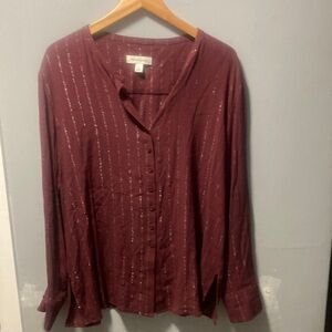 Treasure&Bond burgundy with silver sparkly pattern with long sleeves